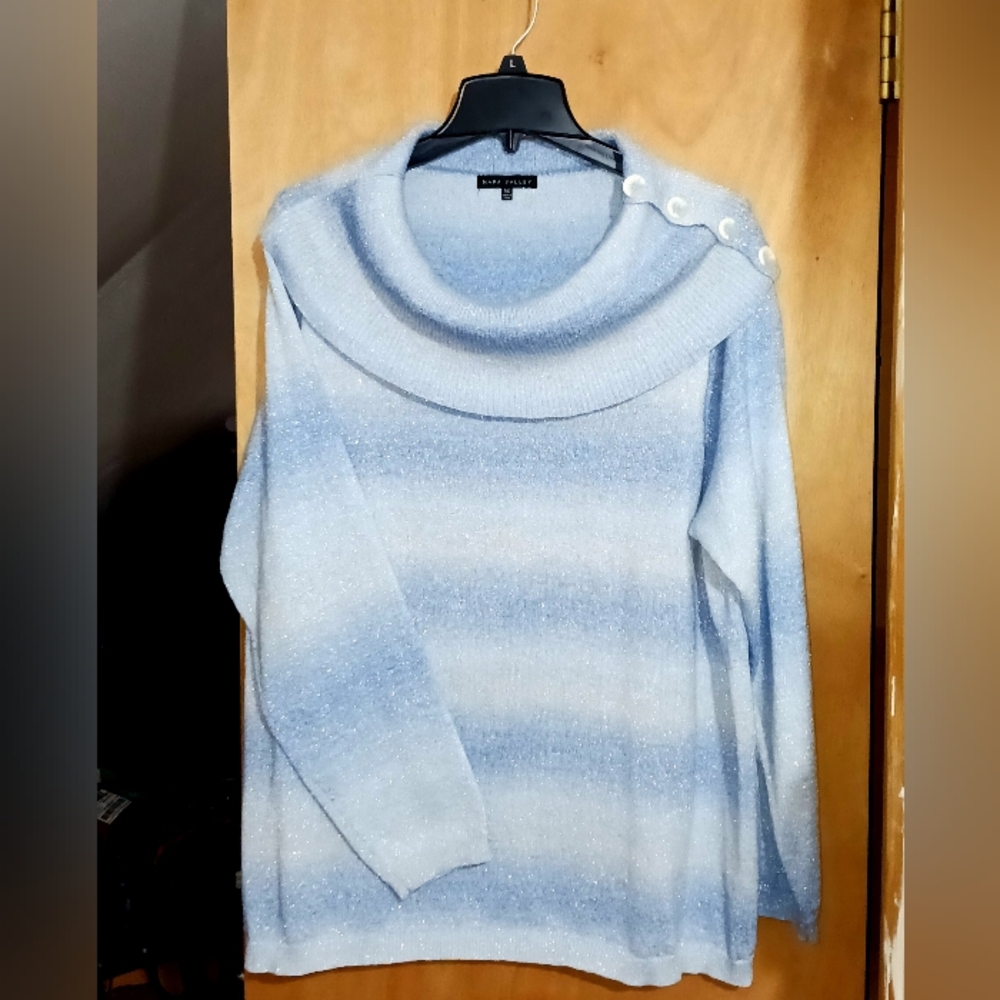 Blue sparkle cowl neck sweater